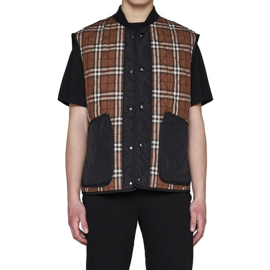 Brown Polyester Sleeveless Jacket