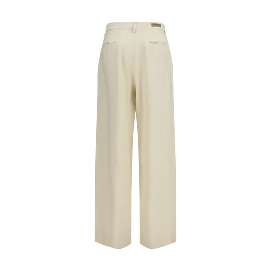 Beige Viscose Casual Pants