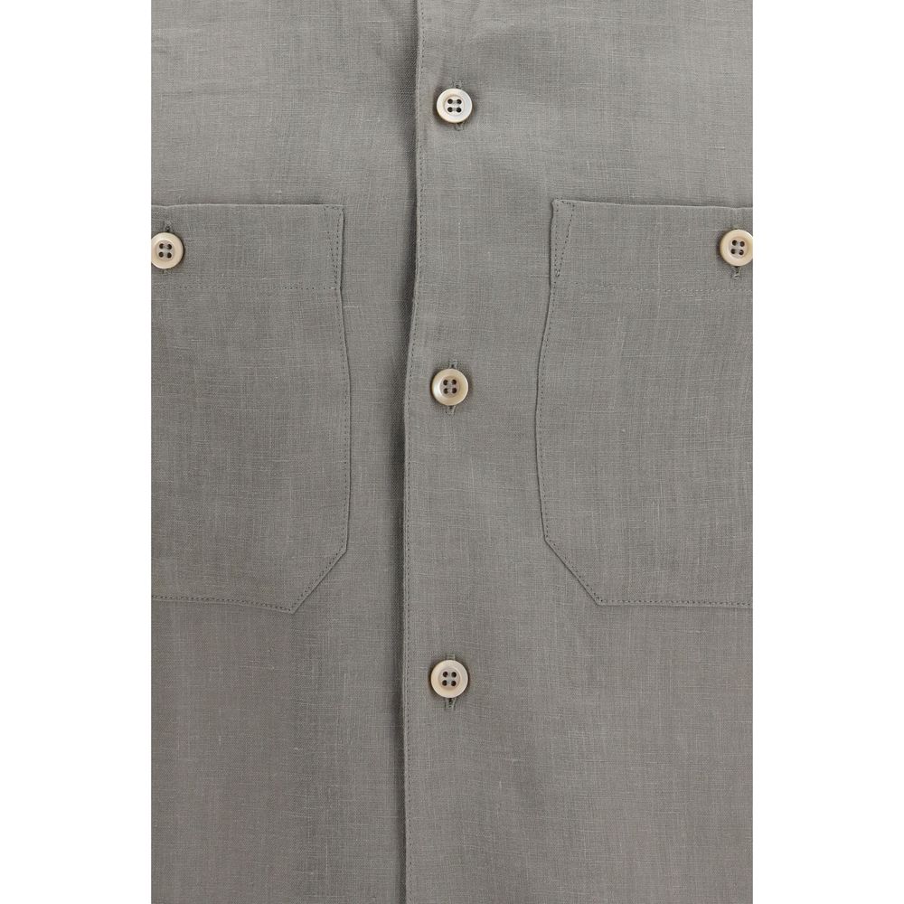 Bicolor Linen Dress Shirt