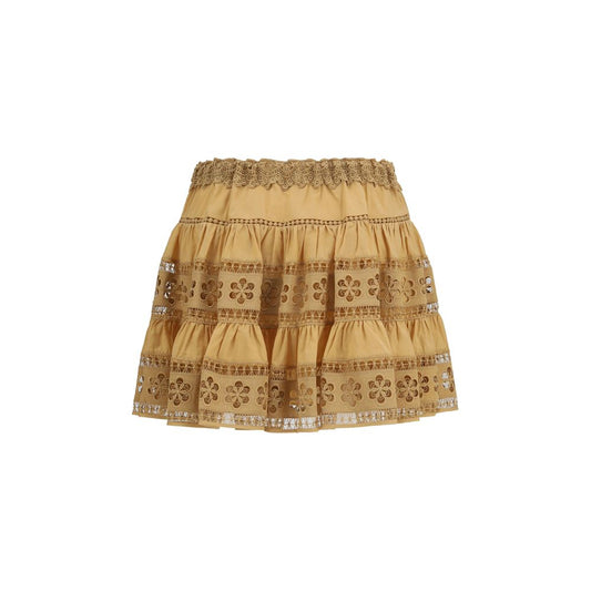 Brown Cotton Mini Skirt