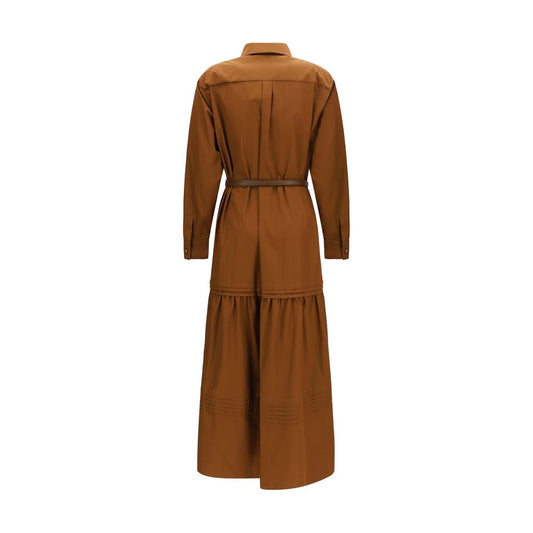 Brown Cotton Casual Dress