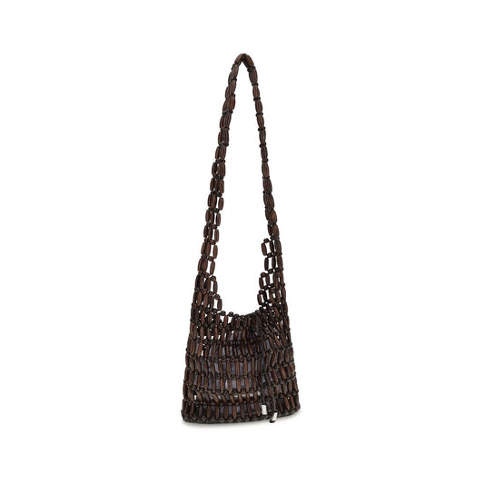 Brown Wood Shoulder Bag
