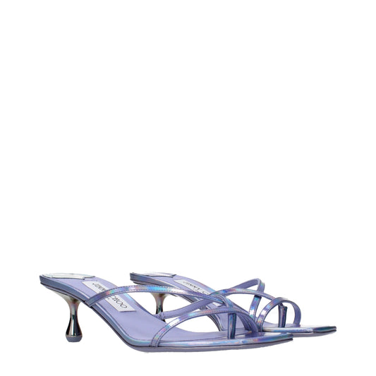 Purple Leather Flat Sandals