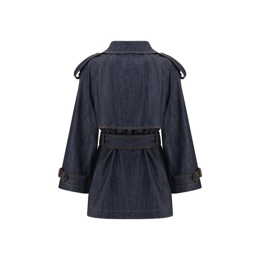 Blue Cotton Trench Coat