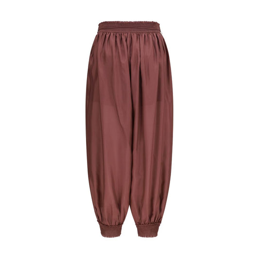 Bordeaux Silk Casual Pants