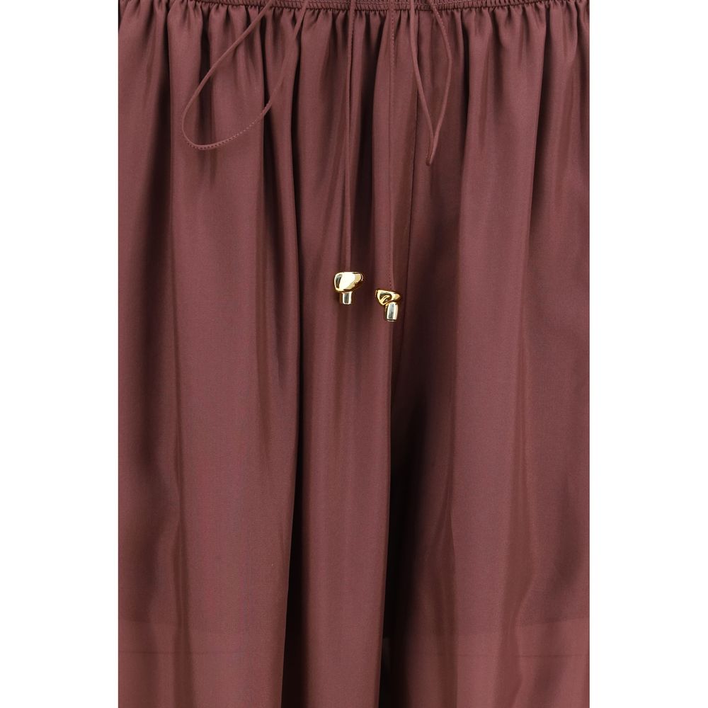 Bordeaux Silk Casual Pants