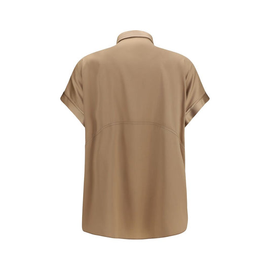 Beige Silk Shortsleeve Shirt