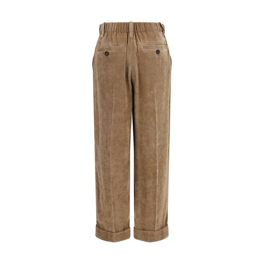 Brown Viscose Casual Pants