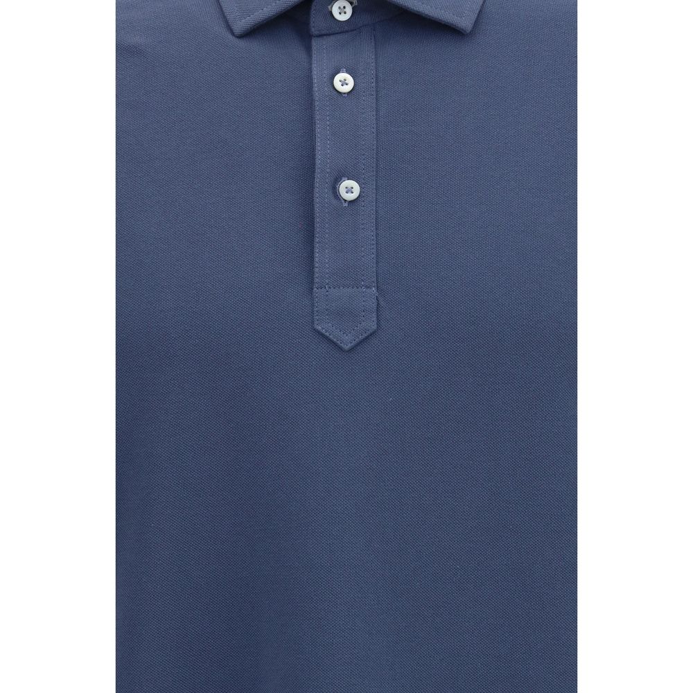 Blue Cotton Polo Shirt