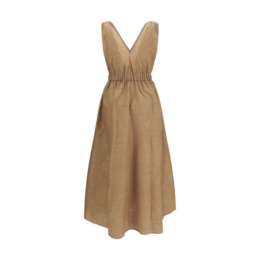 Beige Cotton Casual Dress