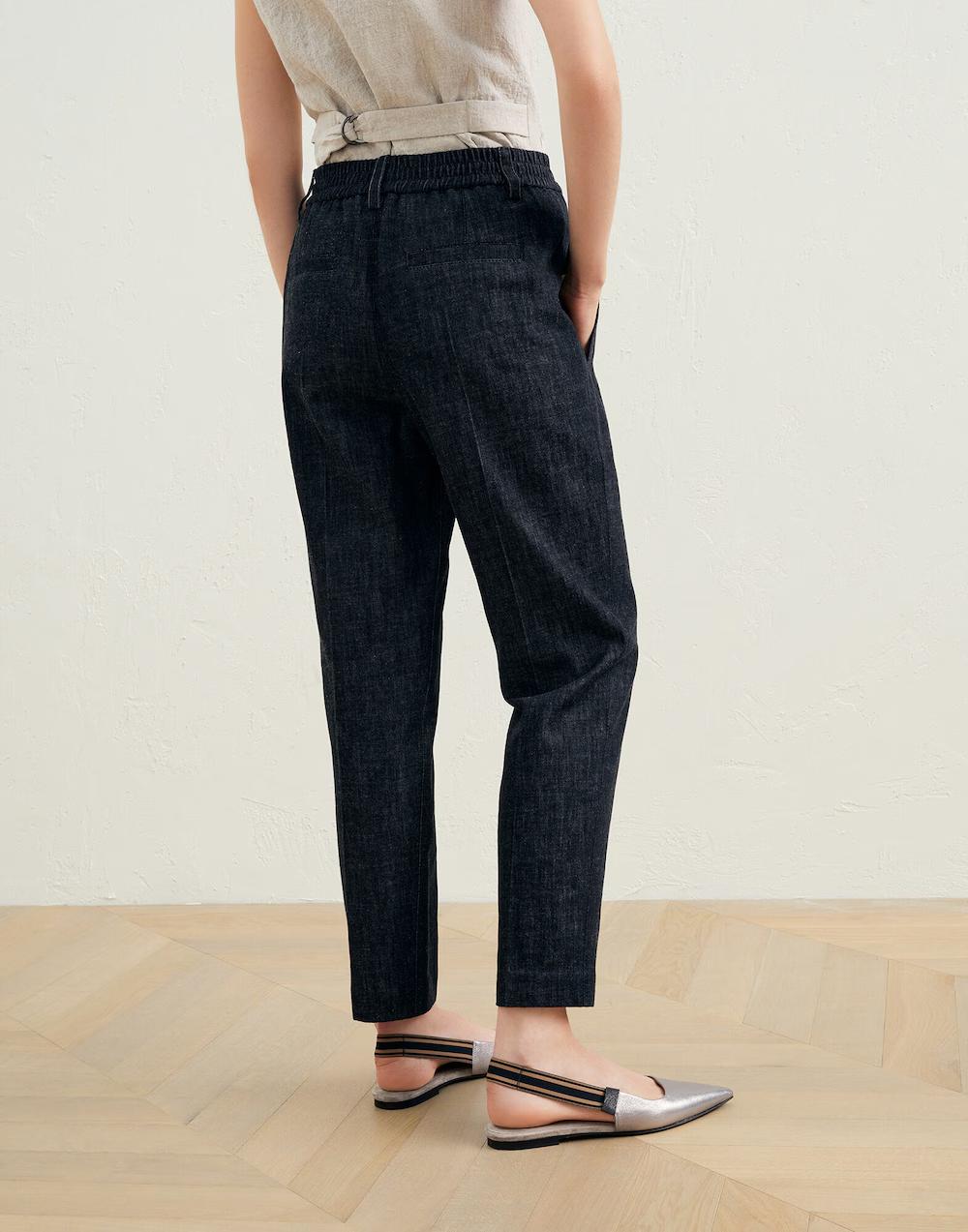 Black Cotton Casual Pants