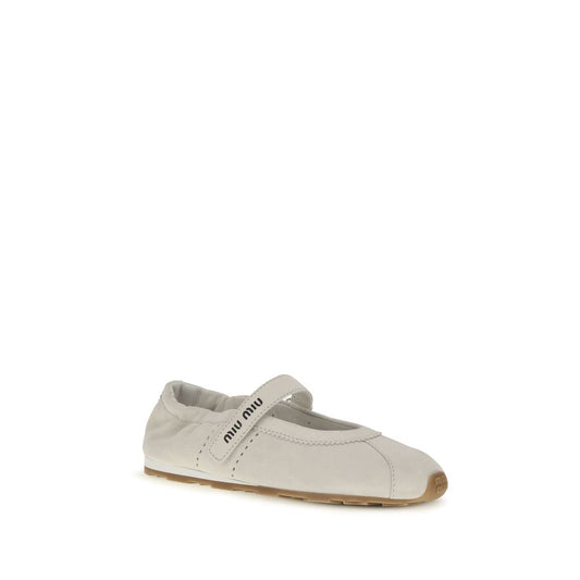 White Calf Leather Bos Taurus Ballet Flats