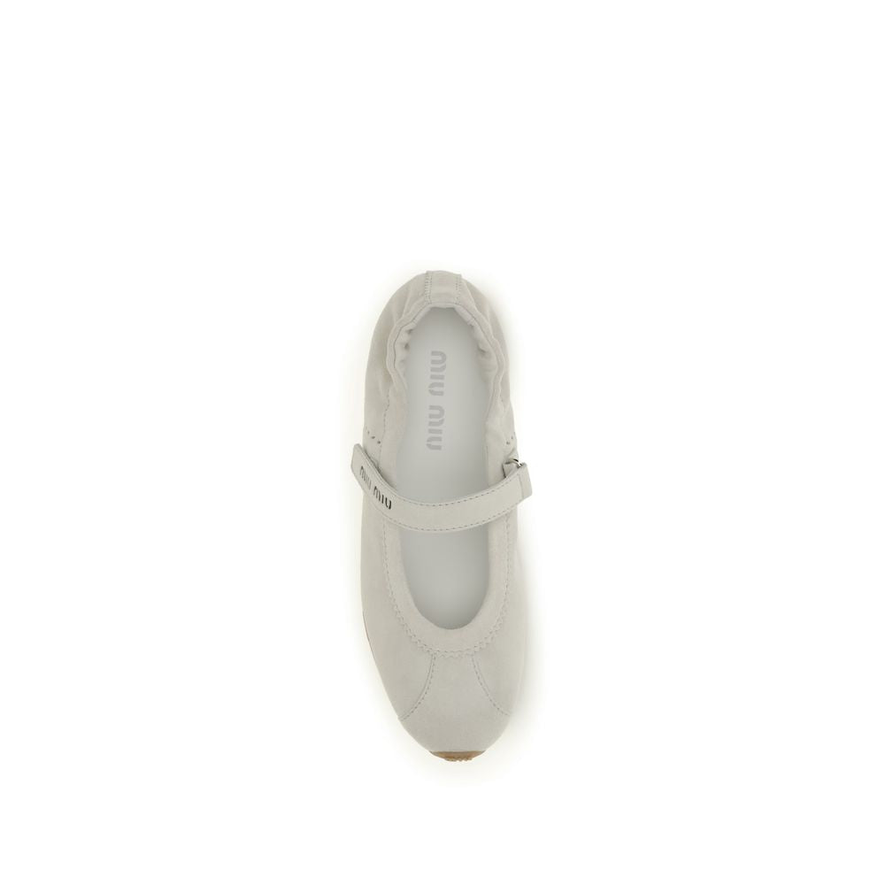 White Calf Leather Bos Taurus Ballet Flats