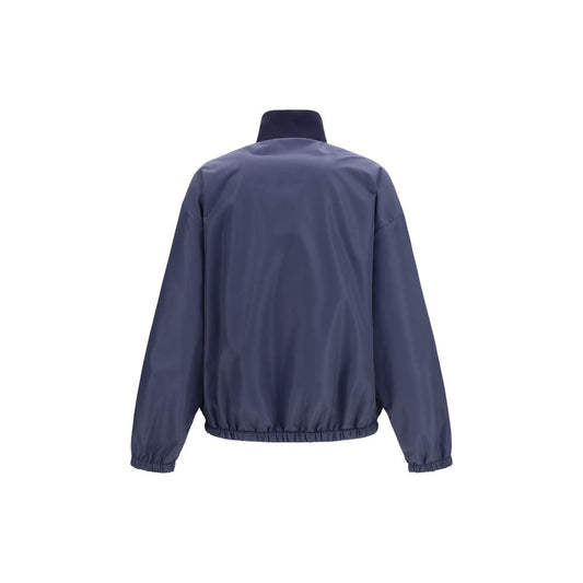 Blue Polyester Full-Length Jacket
