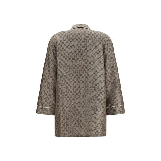 Beige Silk Dress Shirt