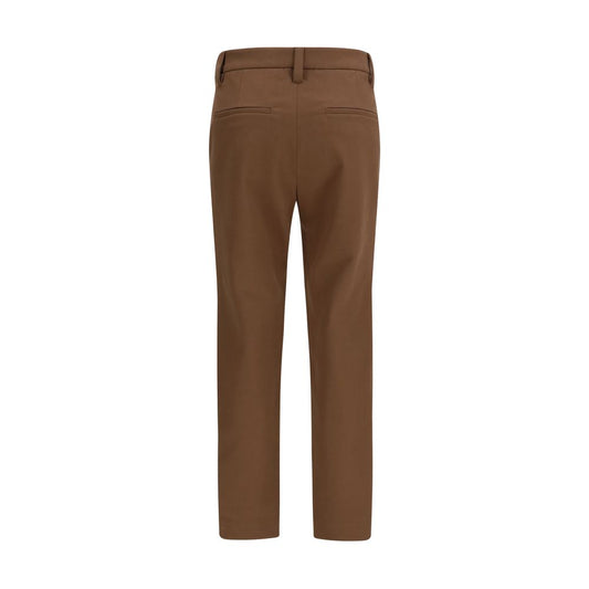 Brown Elastane Casual Pants