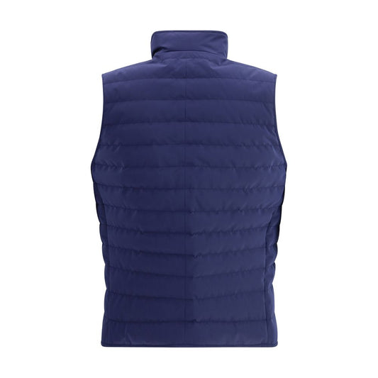 Blue Polyester Sleeveless Jacket