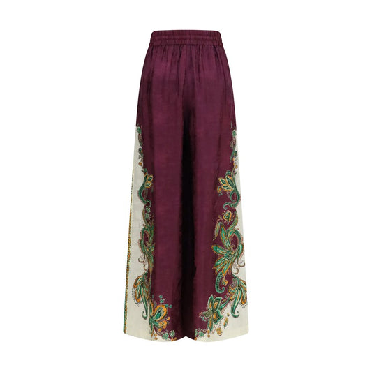 Purple Viscose Casual Pants
