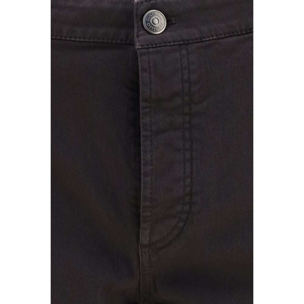 Brown Cotton Casual Pants