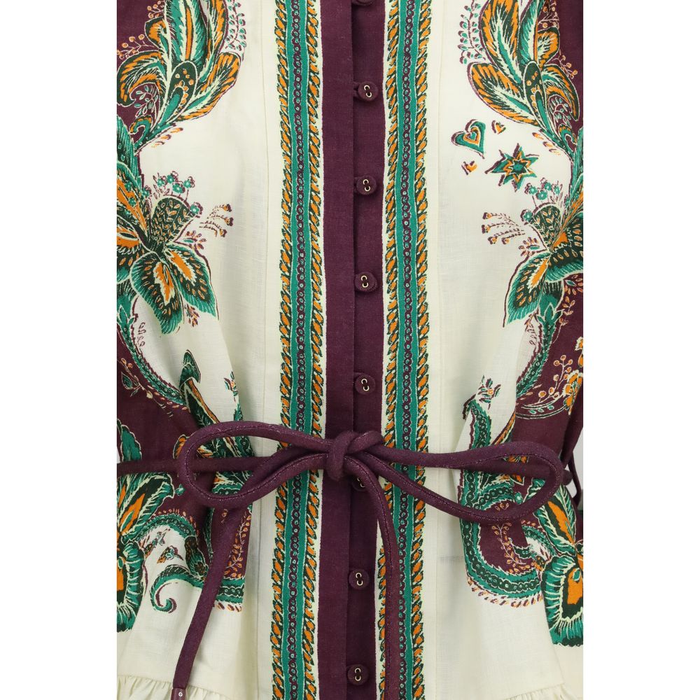Multicolor Linen Casual Dress