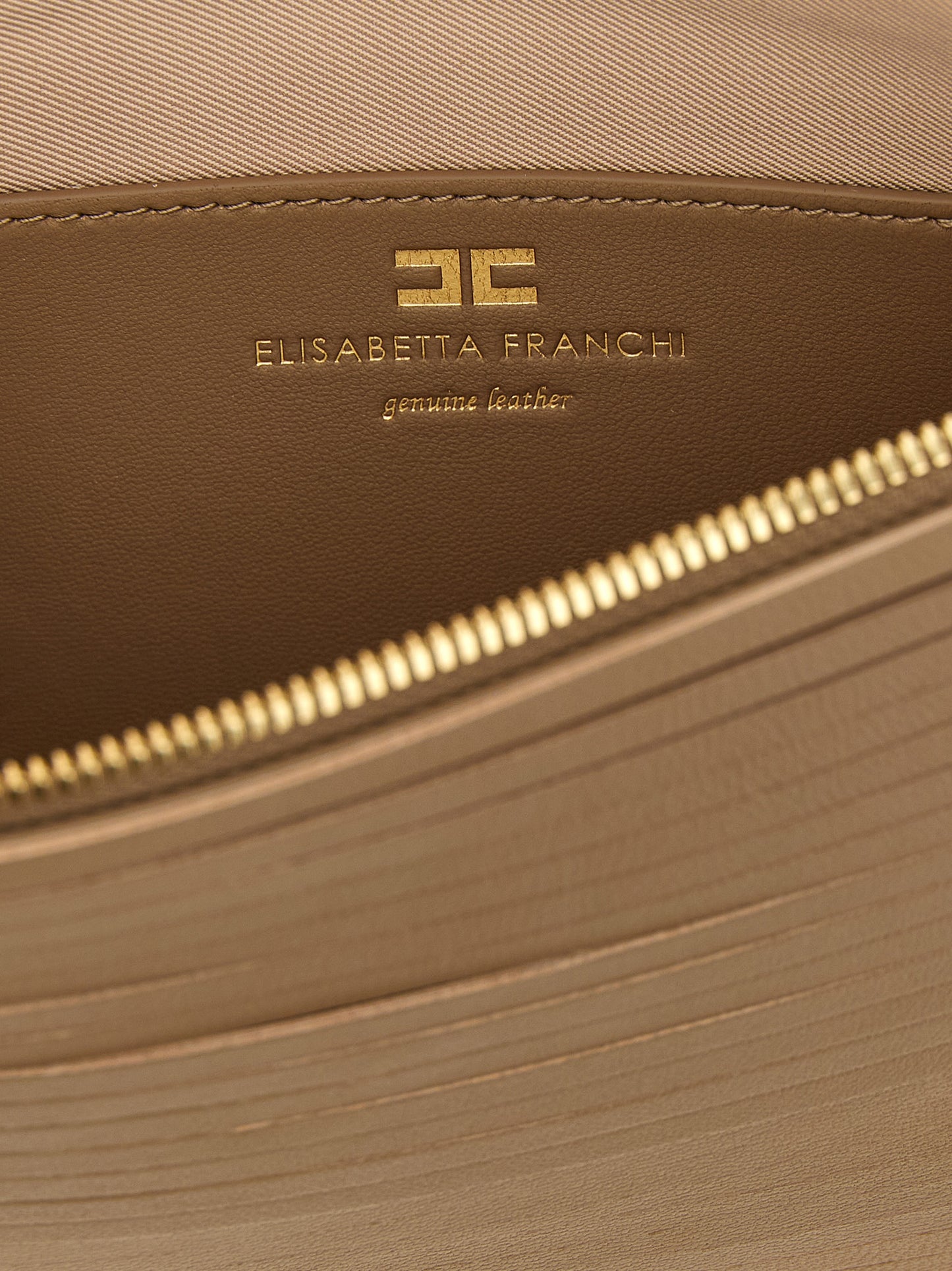 Beige Leather Clutch Bag