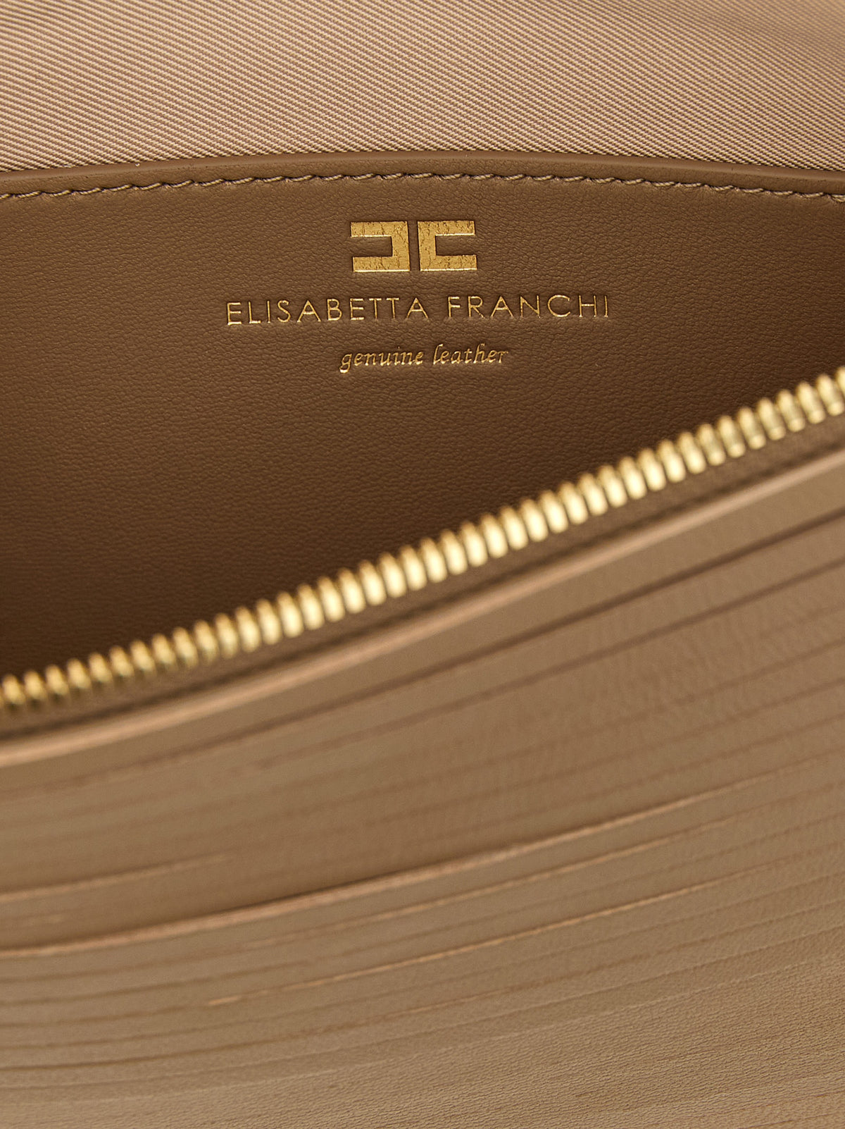 Beige Leather Clutch Bag