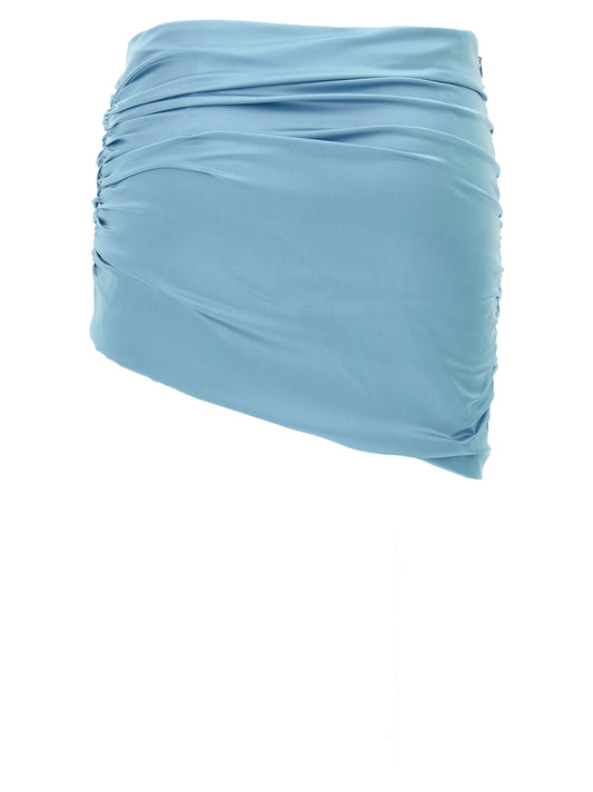 Blue Silk Long Skirt