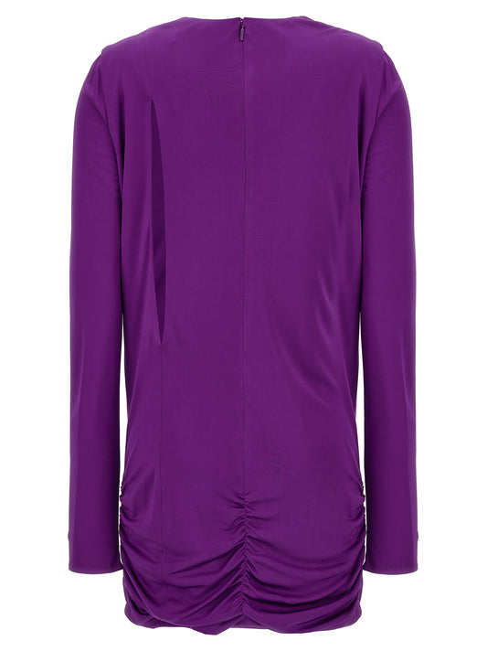 Purple Viscose Short Dress