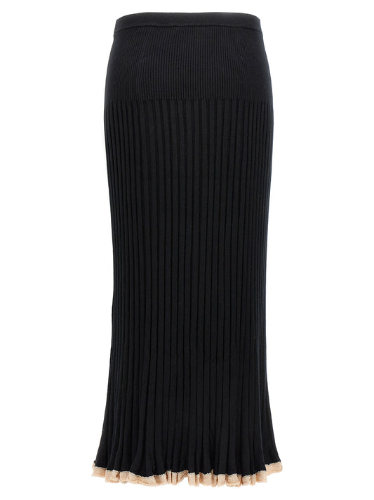 Black Silk Midi Skirt