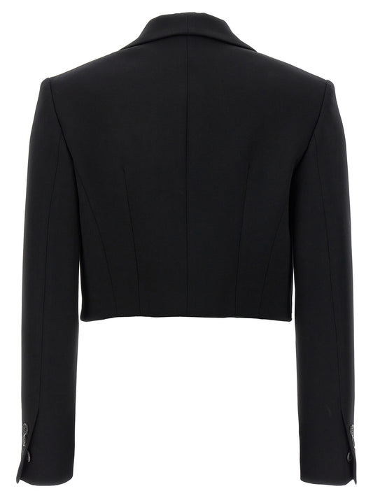 Black Polyester Full-Length Jacket