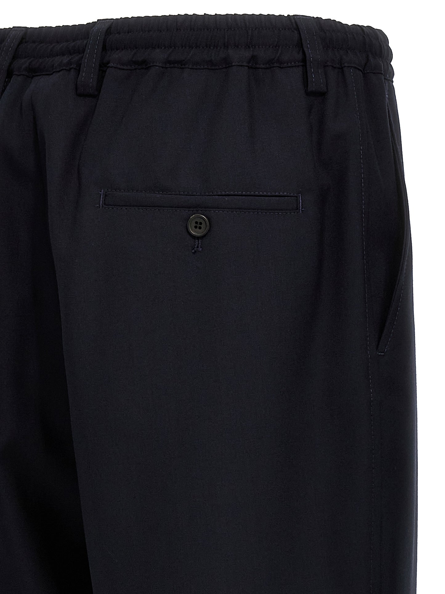 Blue Virgin Wool Cropped Pants