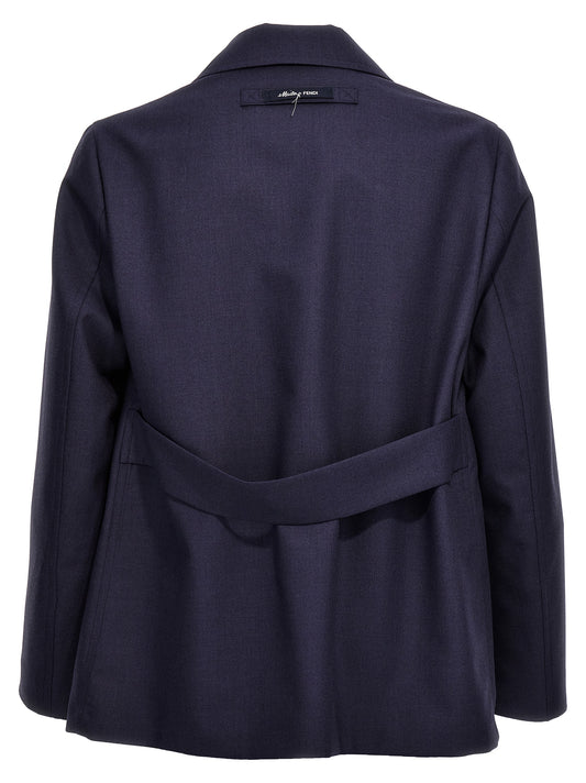 Blue Virgin Wool Full-Length Jacket