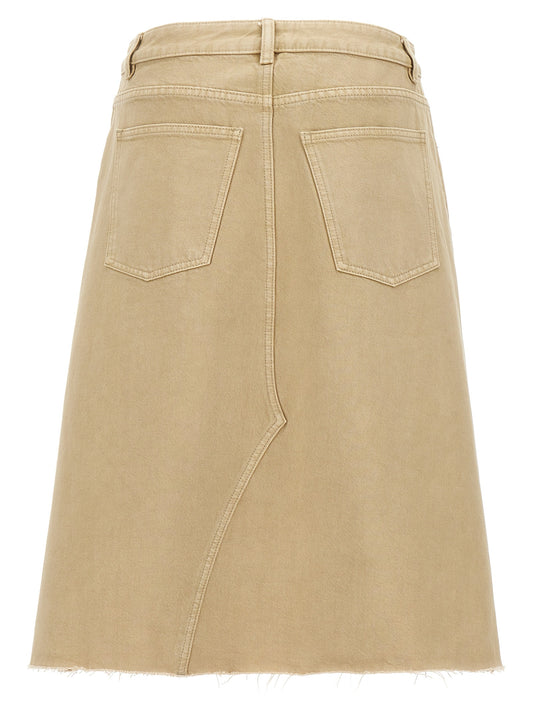 Beige Cotton Midi Skirt