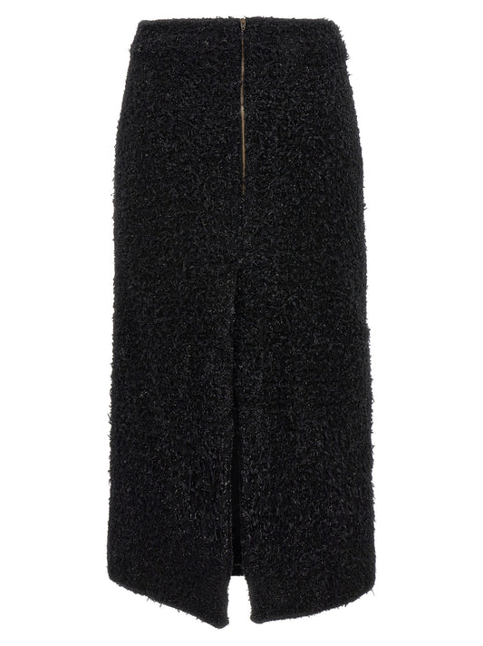 Black Cotton Midi Skirt