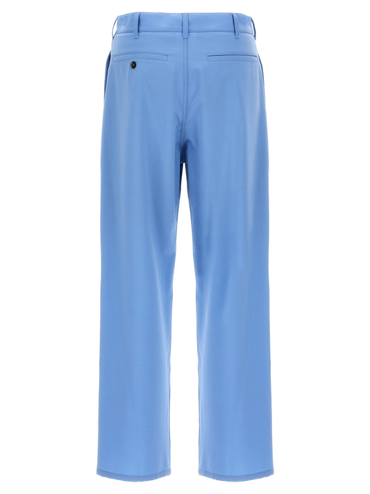 Blue Polyester Casual Pants