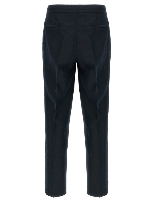 Blue Linen Casual Pants