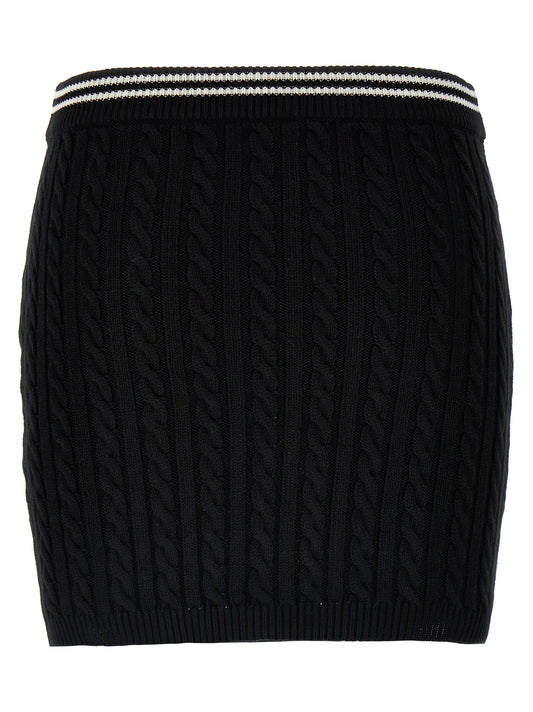 Bicolor Cotton Long Skirt