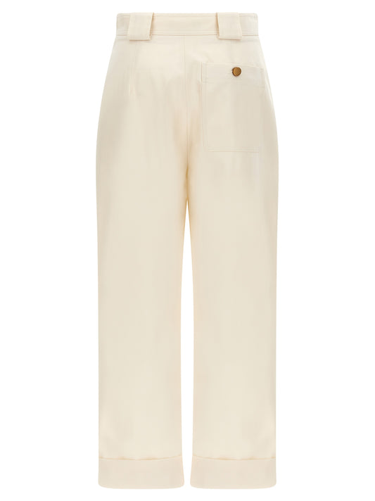 White Cotton Casual Pants
