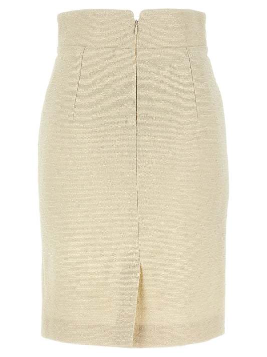 Beige Cotton Midi Skirt
