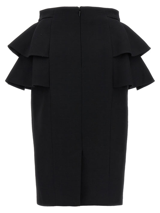 Black Virgin Wool Midi Skirt