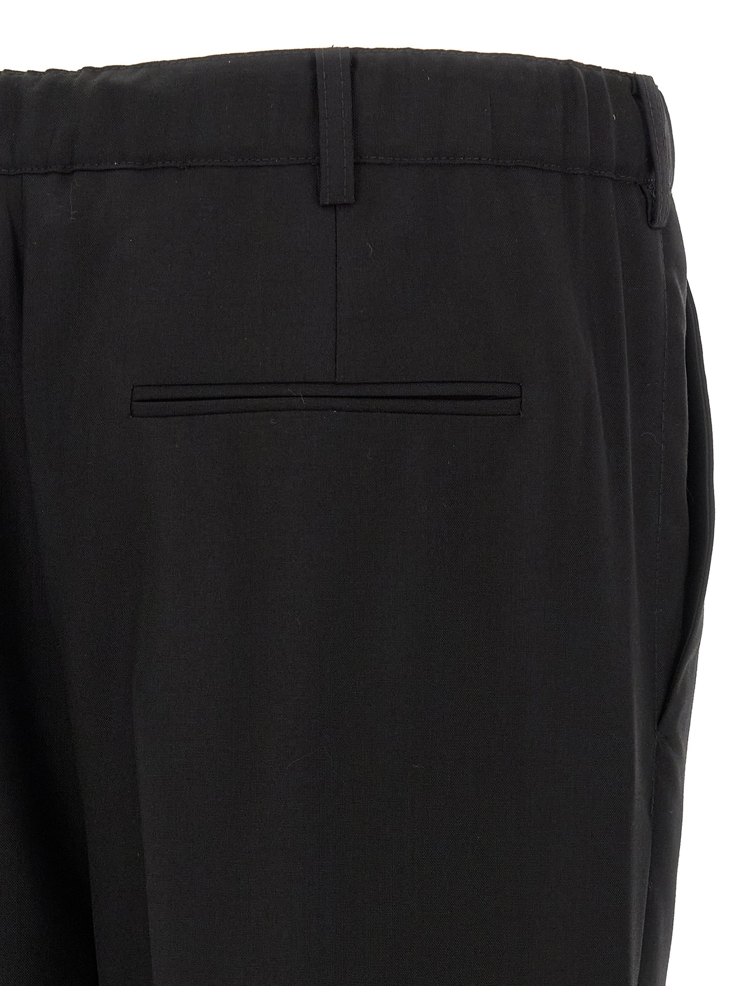 Black Virgin Wool Casual Pants