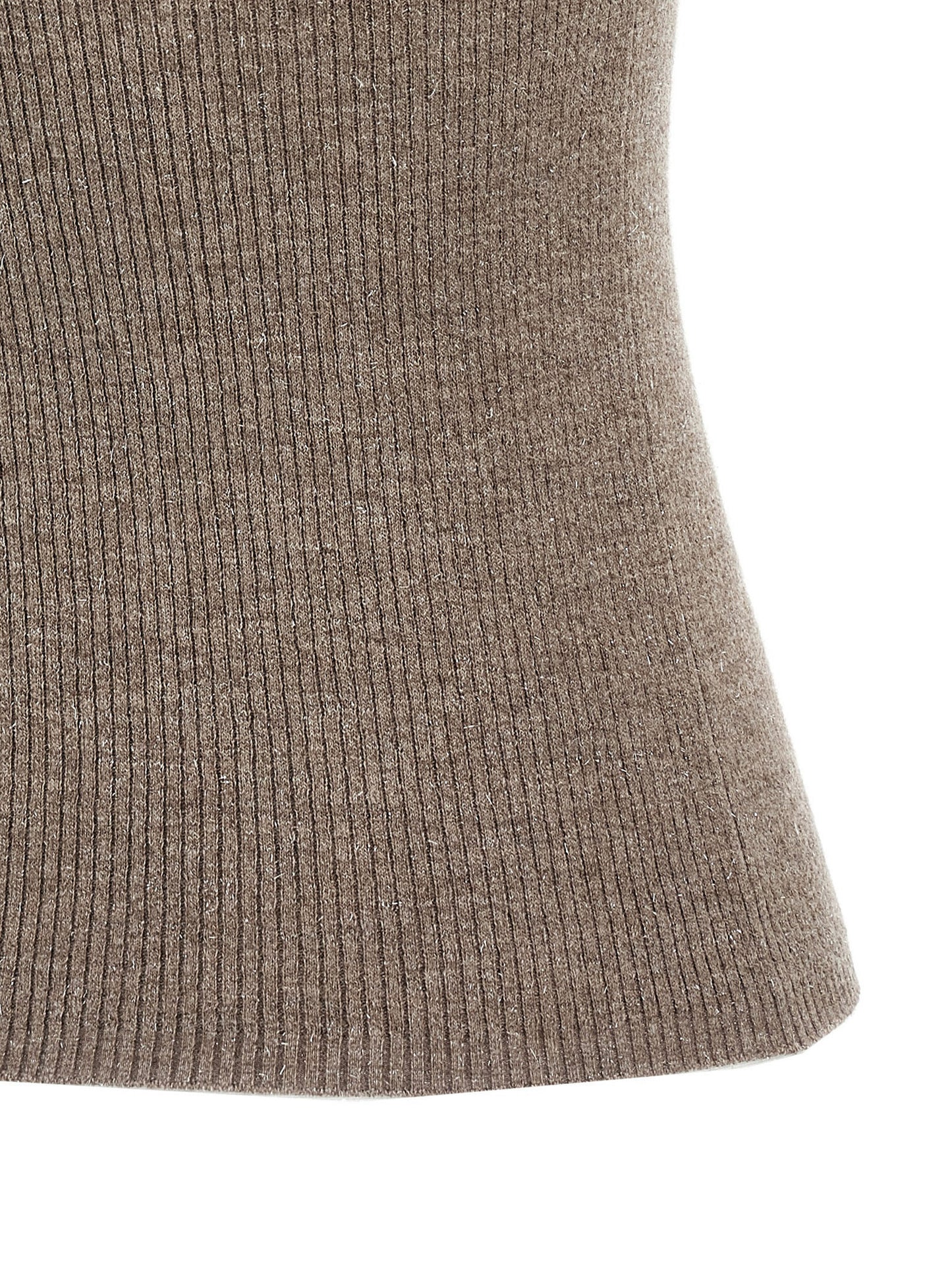 Brown Cashmere Sleeveles Sweater