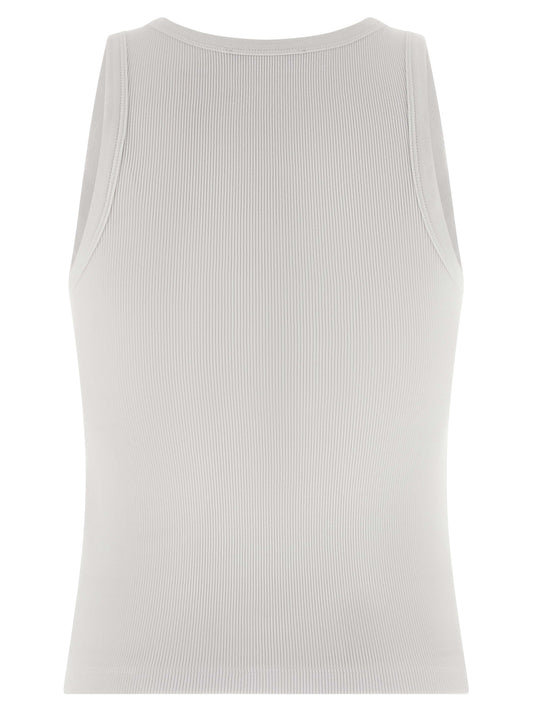 White Cotton Sleeveles T-Shirt