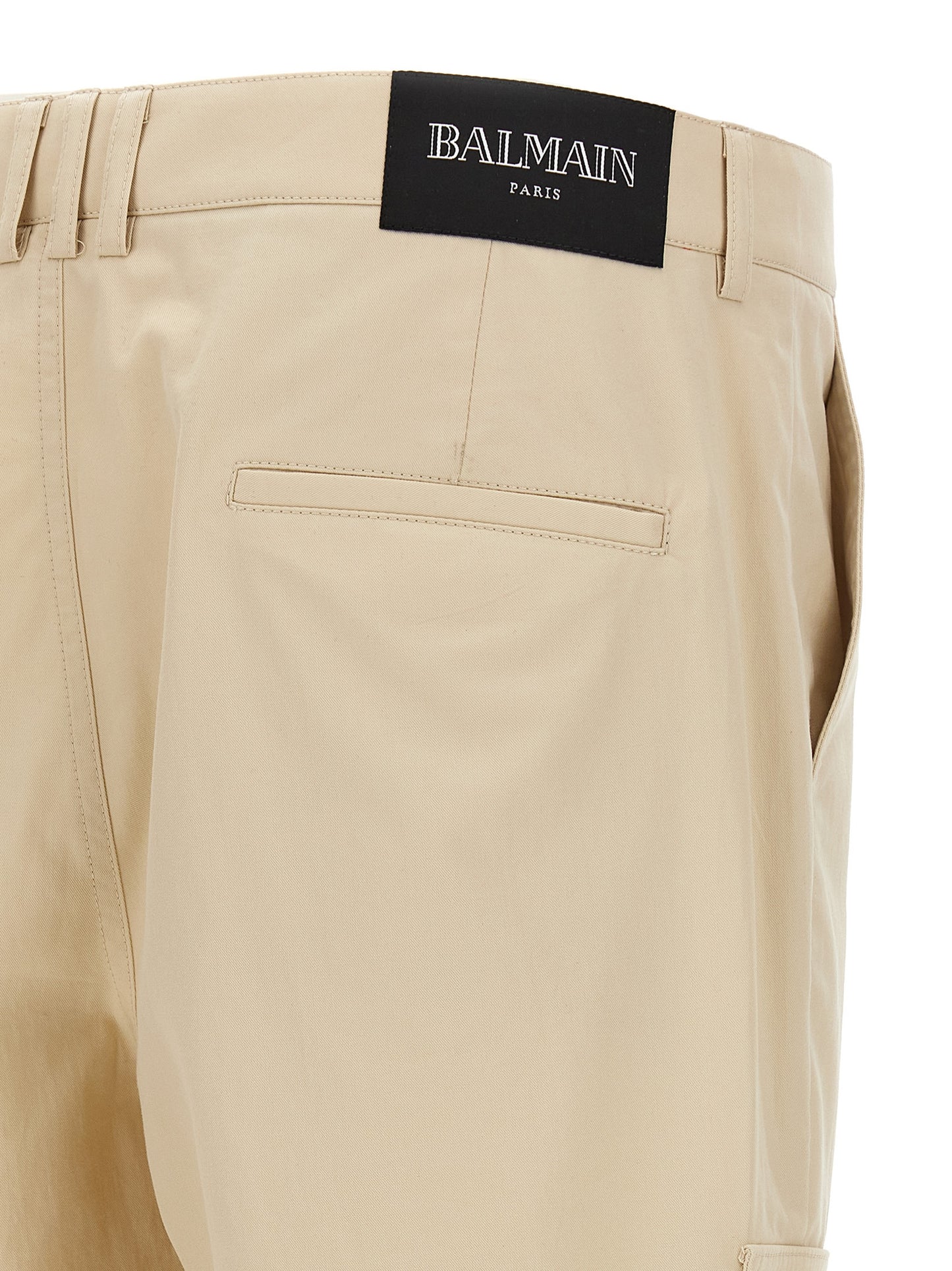 Beige Cotton Cargo Pants
