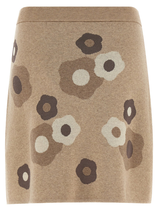 Beige Wool Long Skirt