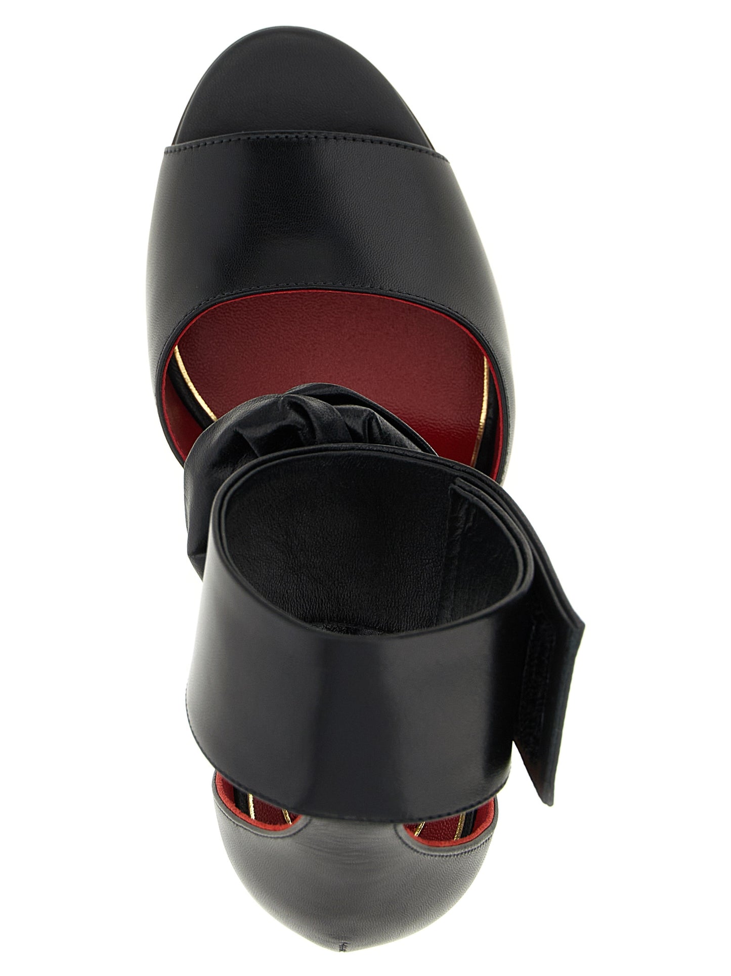 Black Calfskin Stiletto Heel Sandals