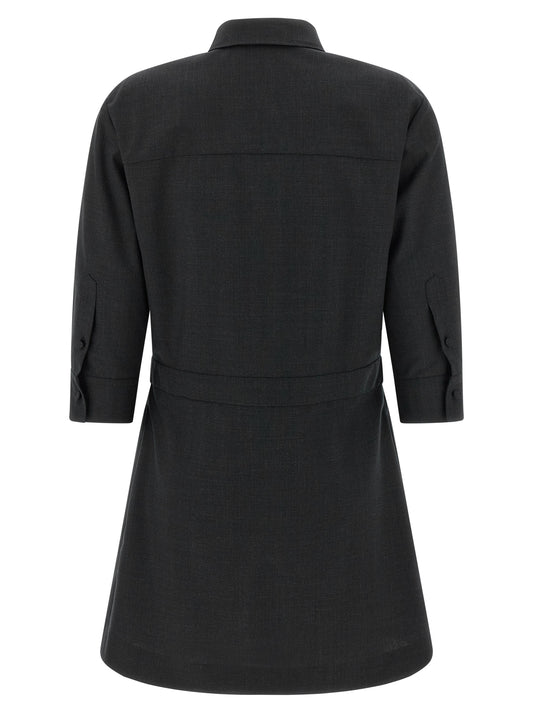 Gray Wool Short Dress