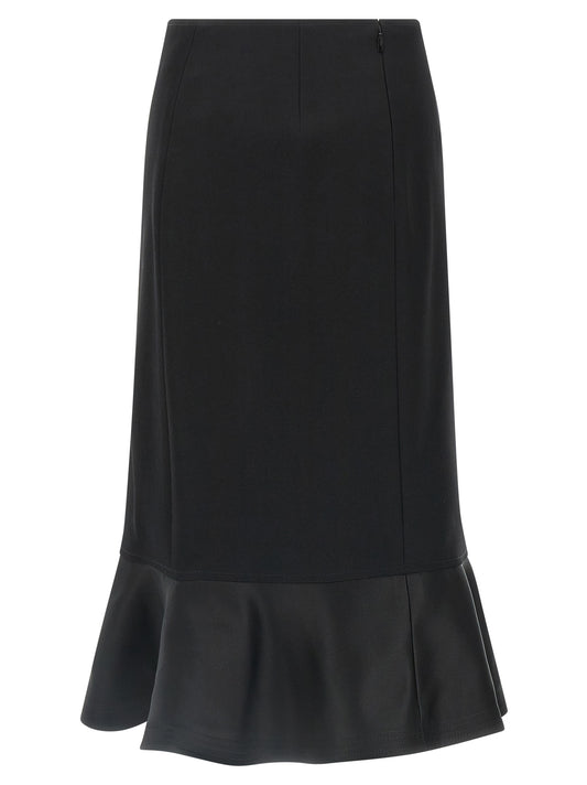 Black Virgin Wool Midi Skirt