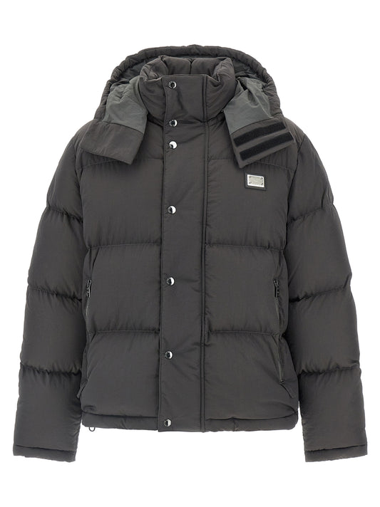 Gray Polyamide Full-Length Jacket
