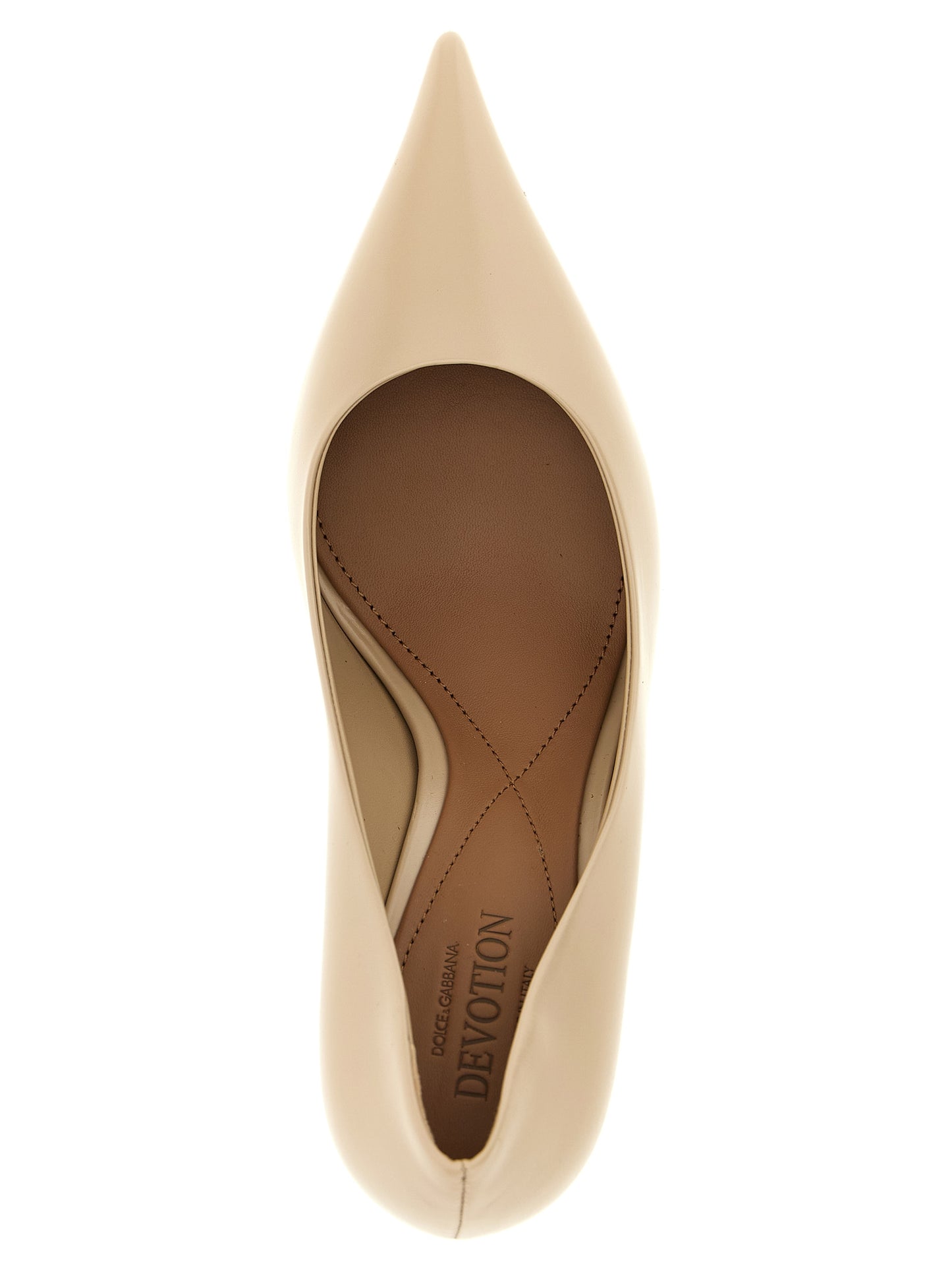 Beige Calfskin High Heel Pumps